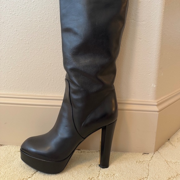Louis Vuitton Black Monogram Suede and Leather Knee Length Boots - Picture 1 of 8